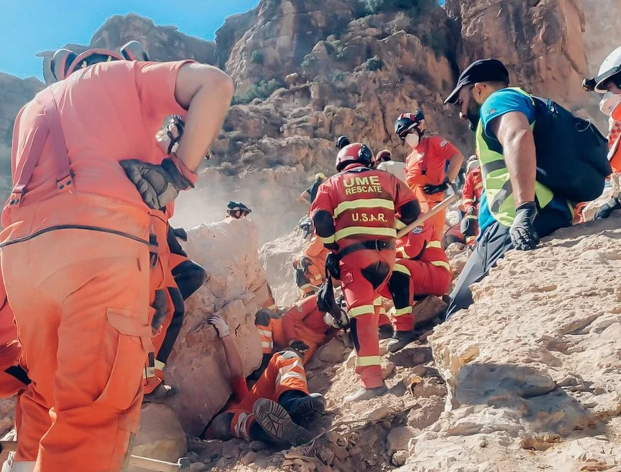 Especialistas del Equipo USAR de la UME intervienen tras el terremoto de Marruecos en septiembre de 2023 | Foto de la UM