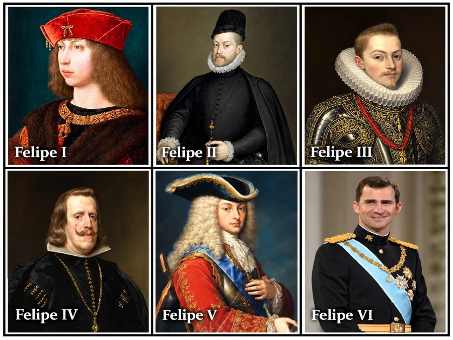 Monarcas Felipe I–VI en retratos