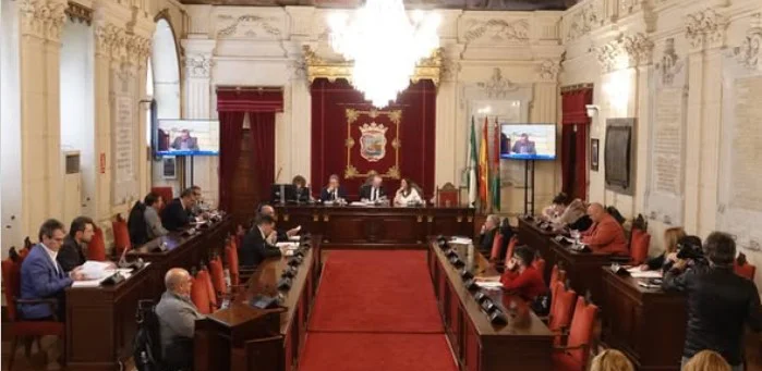 Salón plenos del Ayuntamiento de Málaga . RRSS